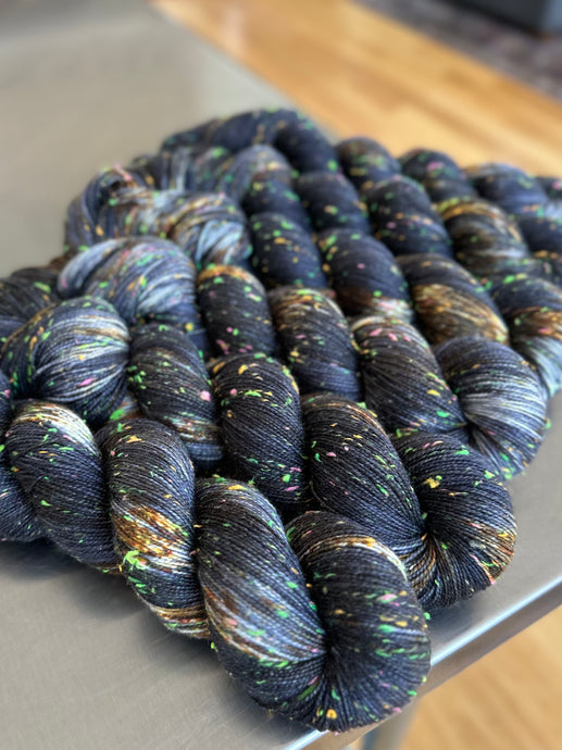 Graveyard Bats Neon Tweed Sock